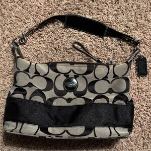 Coach Y2K Signature Hobo Bag Black and Cream Signature Bag F17434